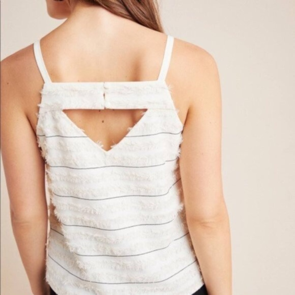 Anthropologie Maeve Quinn Cream Textured Striped Tank Top NWT
